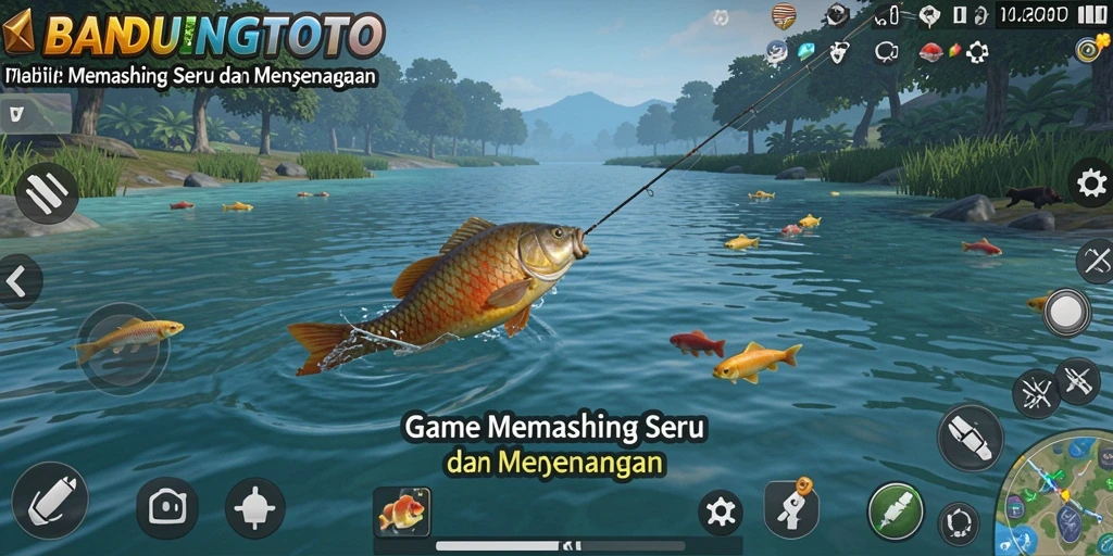 Antarmuka utama BANDUNGTOTO yang menampilkan aksi memancing yang mendebarkan.