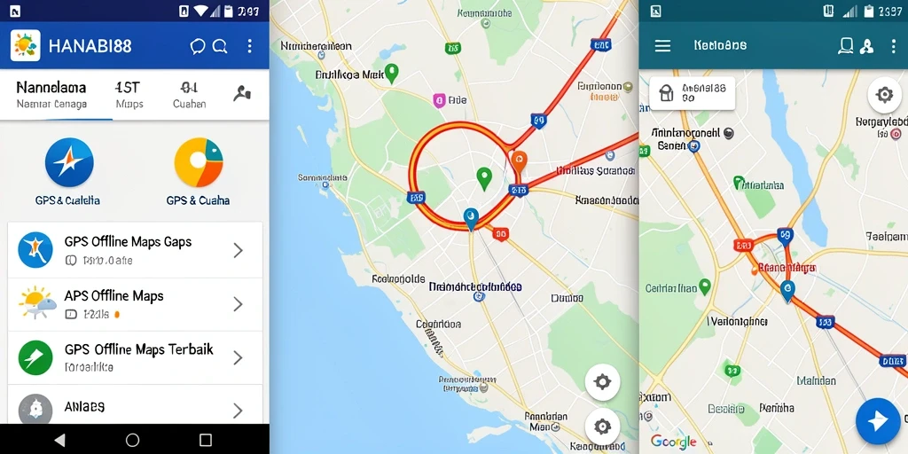 Tampilan antarmuka aplikasi GPS Offline Maps HANABI88 yang user-friendly.