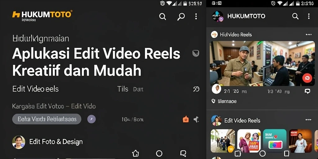 Antarmuka modern HUKUMTOTO untuk Edit Video Reels.