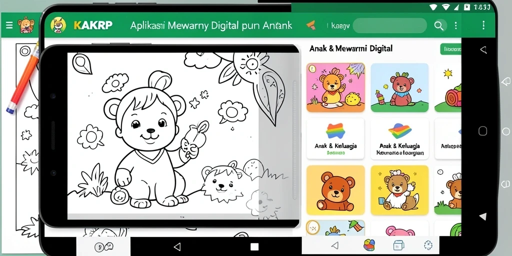Antarmuka aplikasi KAKRP yang interaktif dan menyenangkan untuk mewarnai.
