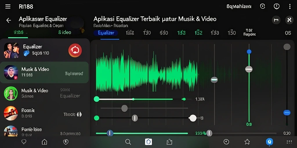 Antarmuka aplikasi RI188 dengan fitur Equalizer yang inovatif.