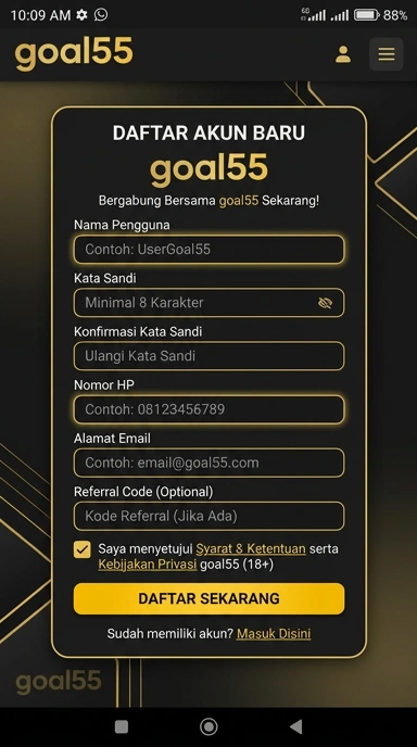 Panduan Registrasi Akun goal55 untuk Pengguna Android